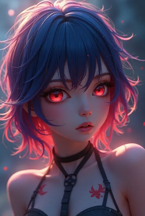 {{masterpiece}}, best quality, extremely detailed CG unity 8k wallpaper, cinematic lighting, lens flare, beautiful detail eyes, black,  side glance,  multicolor hair, colorful light, particles, heterochromia, (colorful:1.5), (colorful hair:1.5), 