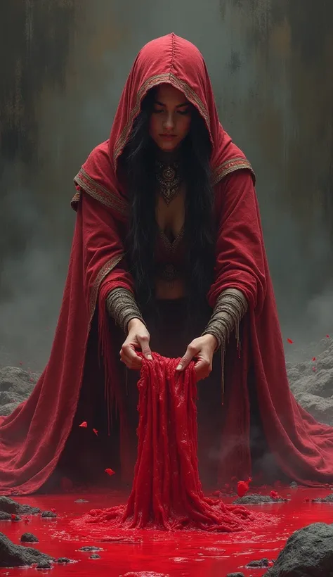 Deianira dipping a cloth in Nessuss blood.