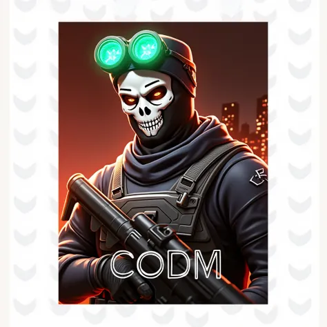 Design a new design of the Call of Duty Mobile poster with the following written at the bottom: CODM And it should be with a ghost design