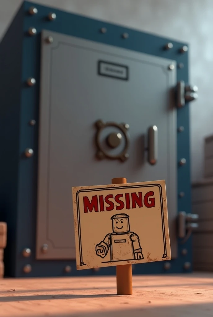 Create a missing noob sign in front of a Roblox vault