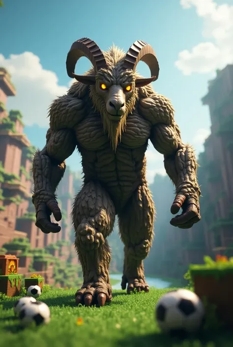 Goat monster in messi minecraft world 