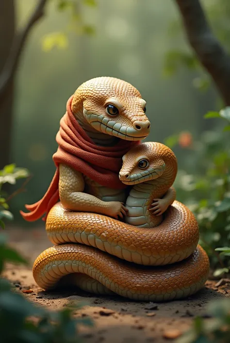 Snake Baby With her Father with a muscler Body wear same clothes Baby snake Full best prompts bna kr du 