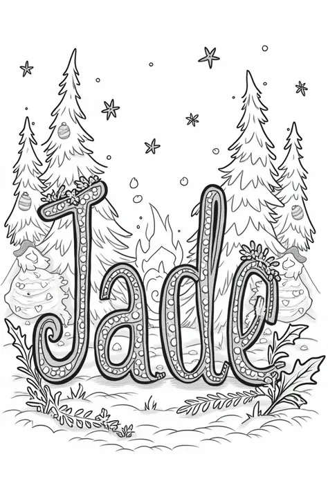 Coloring page  at Christmas with the name Jade