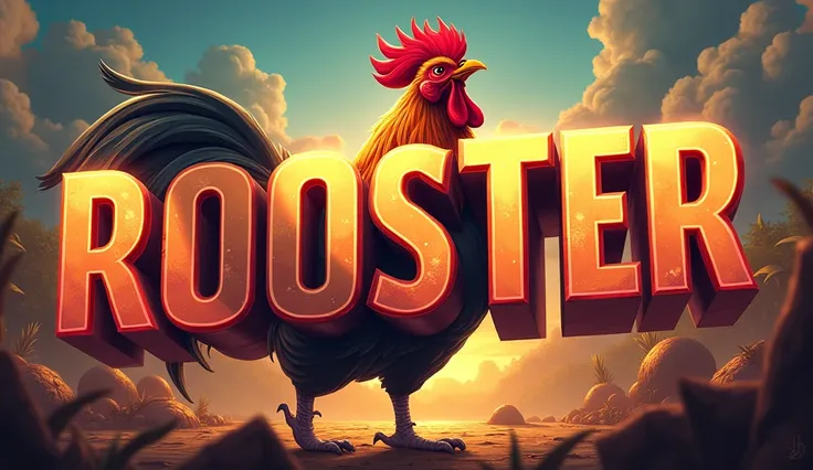 Image with rooster written in capital letters