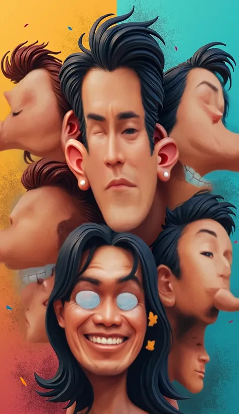 4K caricature of saucy faces