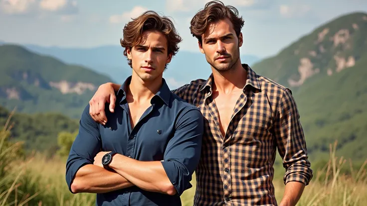 photo of 2 handsome men ,outdoor