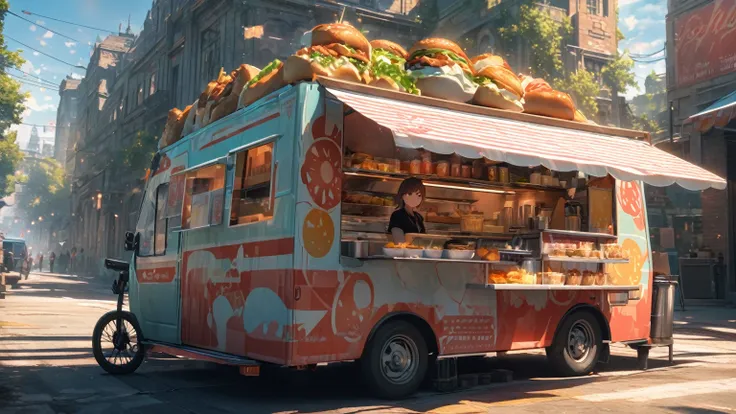 food truck, well lit, day time, high res, ultrasharp, 8K, masterpiece, looking at viewer, without people