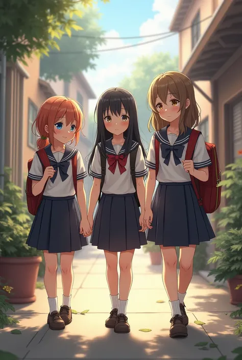 3 sisters  getting ready for school make them wear uniforms  make them walk