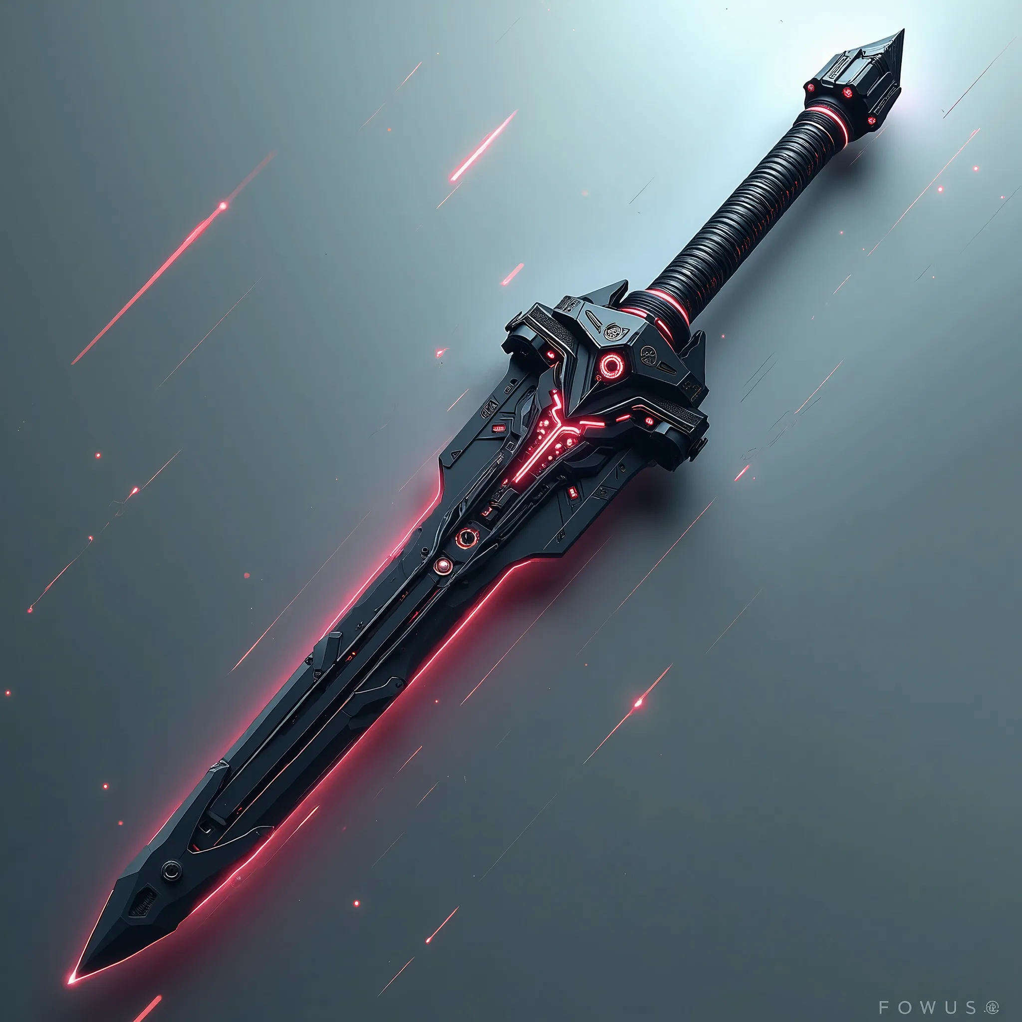 (masterpiece:1.2, best illustration,super detailed),(cyberpunk sword design drawing based on black:2.0),(beam sabre:2.0),(lights...