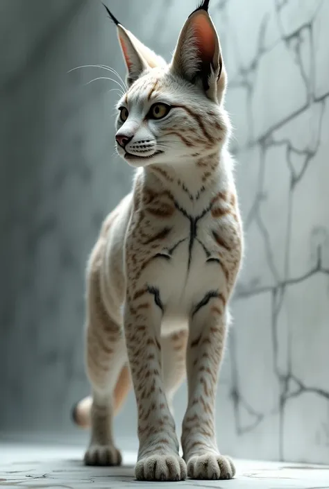 Elegant female lynx ,cute , powerful, robotic and majestic (animal form)