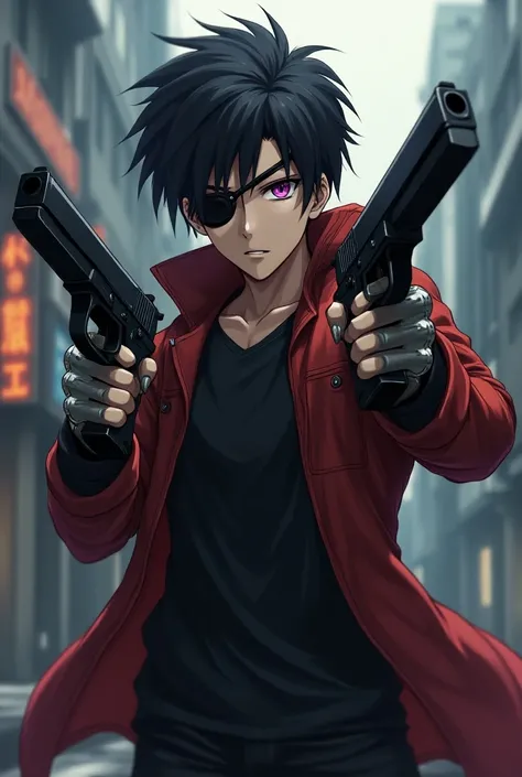 anime character, Use eye patch two pistols left arm mechanical 