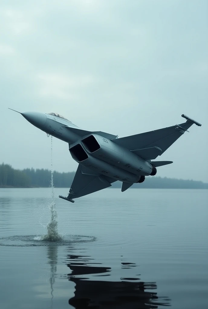 Sukhoi 27 flanker dinking water with its nose