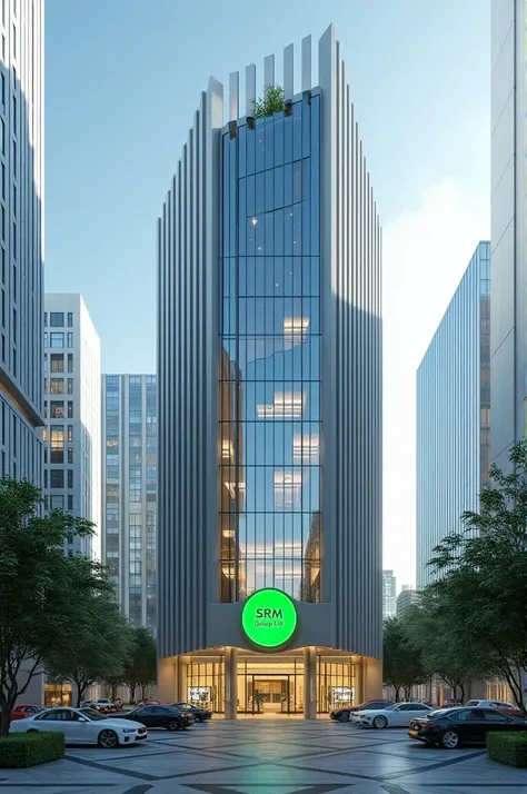 Image of building with SRM Group Ltd written in light green circle in logo 