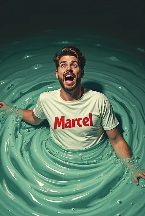  A man with a t-shirt"Marcel" drowned in diarrhea 