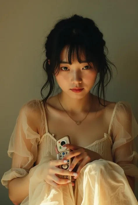   There is a woman sitting with a remote control,  An album cover inspired by Nam Gye-woo  ,  instagram ,  What is it ?, Banned in July, Fujita Goro, Suzuki Kiyoko, Kwak Ji-young,  Eiko Ishioka ,  Maya Takamura , Jiyoon Chae, Etsuko Miura, Meiling Joo 