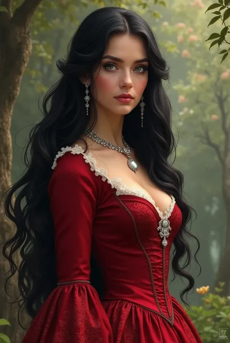 concept art of beautiful victorian princess, poldark, poldark, elizabeth Warleggan, megan fox, claire fraser, outlander, victorian woman in forest farm, black loose hair, tan skin, blue eyes, long voluminous flowing black loose hair, rapunzel black hair, v...