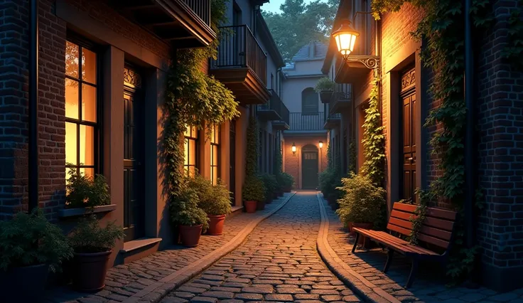 A perpetive side street at night 