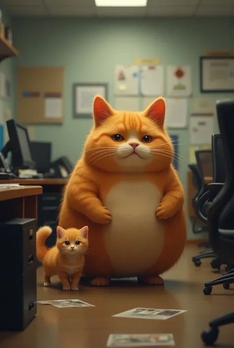 Create visual prompts or storyboards about a sad story of "an orange Realistic chubby cat traveling with his chubby orange kitten from the police station to a police crash. I will use the Storyboard to generate Visuals in Bing AI. Here’s the outline of the...