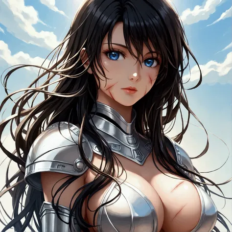 1 girl,  art,  best quality ,  uncensored ,  big beautiful breasts,  best quality , 16:9, 8k,  for desktop wallpapers , Jedi,  Beautiful eyes, body symmetry , Open Armor, erotica, battle, injured ,  long thick hair, 