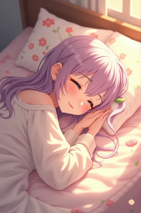 Anime girl lying on bed