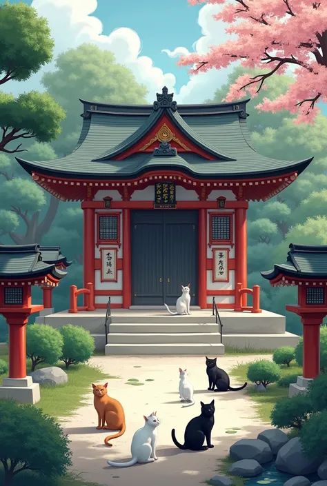 Shrine with cats