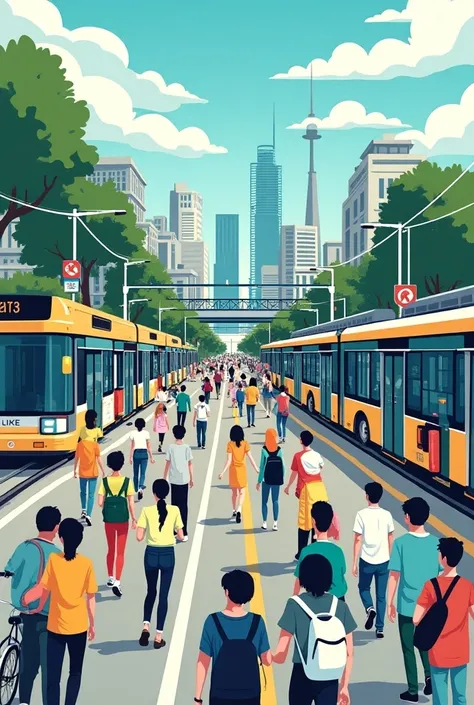 World public transport day poster with more than two transport