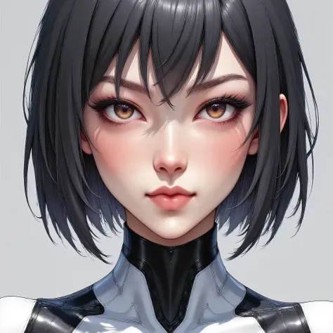 (masterpiece:1.2,Outstanding quality,Milonish, Cinematic Experience,Super detailed), best illustration,8k,wallpaper,( cyberpunk :2.0)(Semi-realistic female android design:2.0),( face up :2.0),( super sexy:2.0),(Beautiful and shining eyes:2.0),( detailed sk...