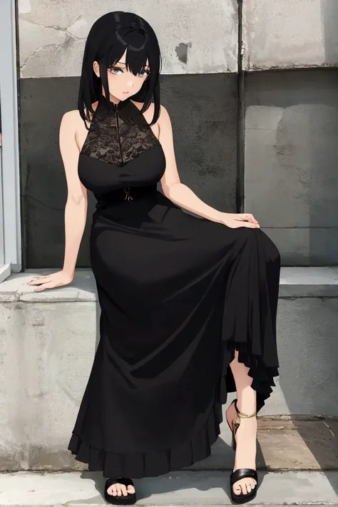 kana kojima, black hair, mature , bust, full body, revealing 