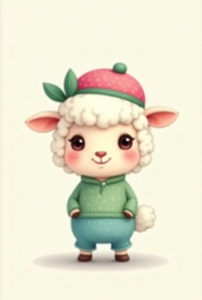 Best mobile phone wallpaper Cute little sheep wearing pink green hat green shirt light blue pants