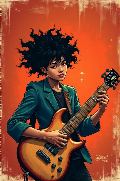 Create art for an agenda cover with the musical theme ,  with Seizi Akira Koas guitar and the name Airton Guilherme on the cover