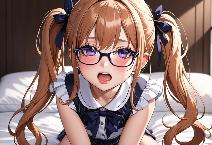 NSFW, 8yo, orgasm, ,sex, make up, beautiful face, twin tails, glasses