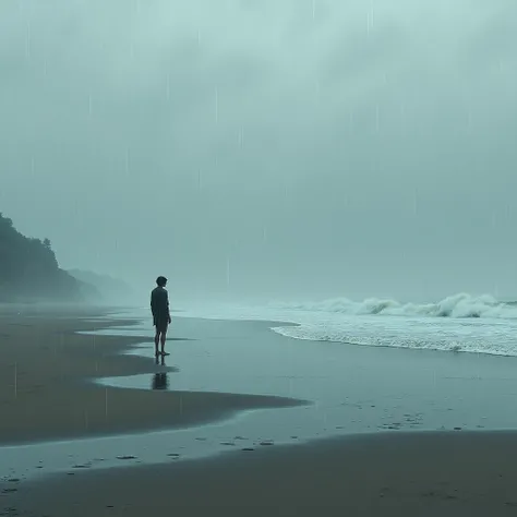 Rainy day on a beach 