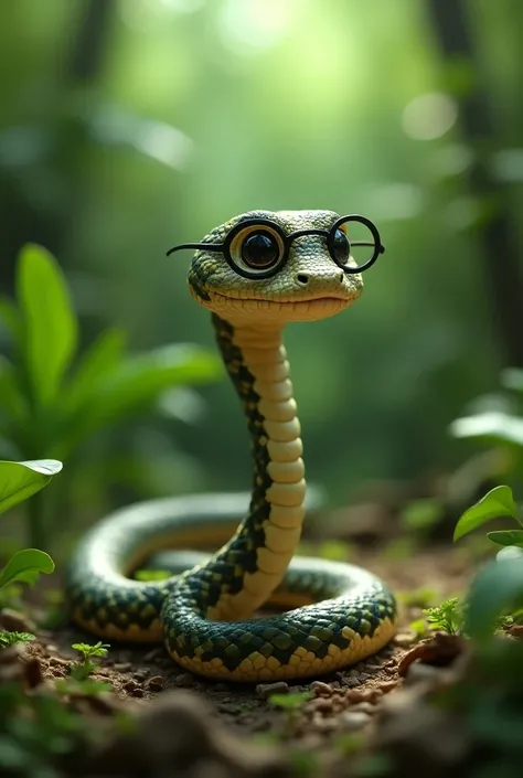 A cute spectacled snake