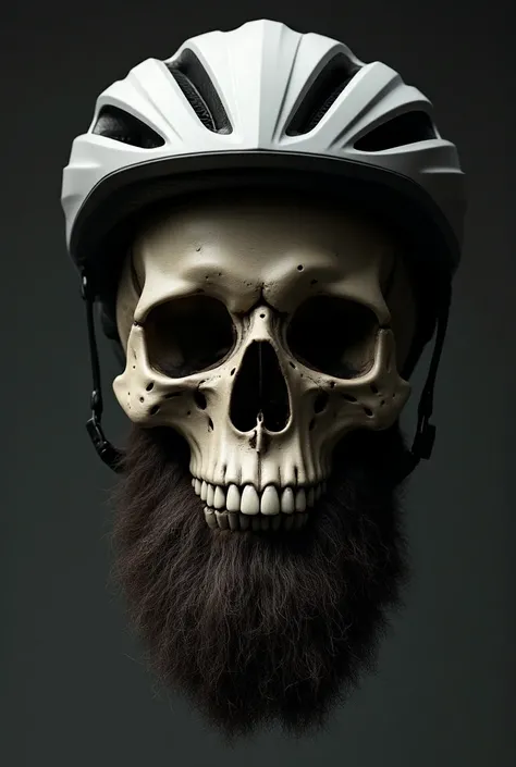 Skull head with roadbike helmet, with beard