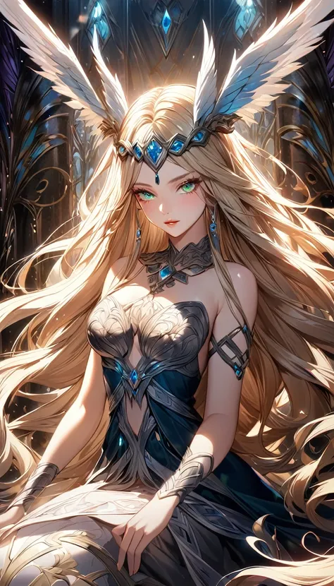 Freyja, the goddess of Norse mythology, the ultimate beauty, beautiful and fantastical background, sacred and mysterious fantasy art, various effects, delicate and dynamic textures, contrasts of light and shadow, 2.5D, digital graphic CG, BREAK ultra detai...