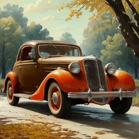  close-up of a brown car on a white background, винтажный - w 1 0 2 4, 1 9 3 6, 1936,  three-quarter body , 1 9 3 7, 1 9 3 9, 1939, by Hugo Scheiber , moskvich,  by Derek Hill , 1935, 1 9 3 5