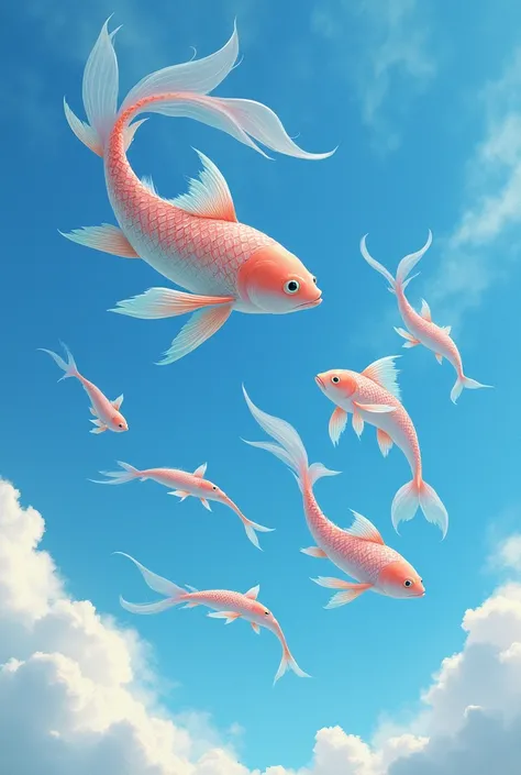 Fish flying in sky