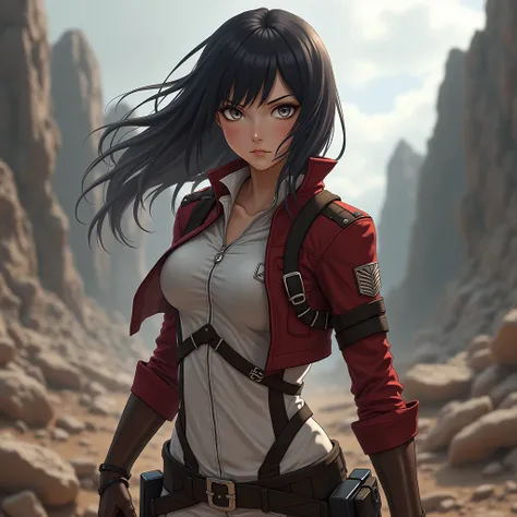 Make a realistic version of the character Mikasa Ackerman 