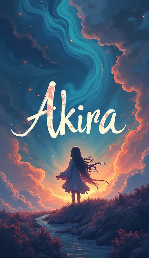 Write the character AKIRA in cursive in a fantastic and brilliant way