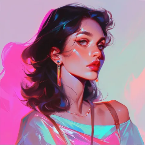 masterpiece,  beautiful illustration, young woman, neon, neonовый свет