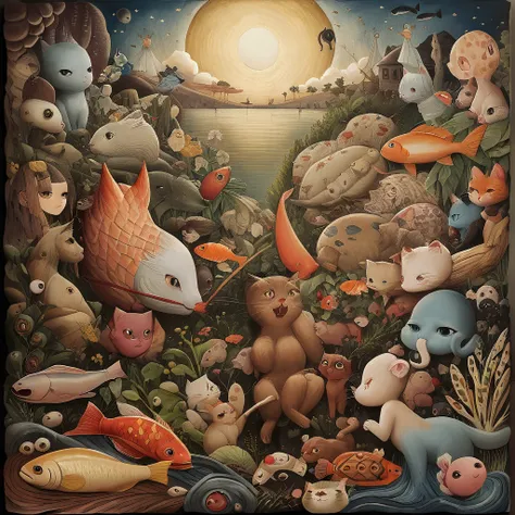  Surrealist Paintings Inspired by Paintings of Fish with Cats on Their Back、indigenous art、Artist Unknown、 Oil Paintings on Canvas and Aliens 、Norman･Mingo Paintings 、 Surrealist Paintings 、Taro Okamoto