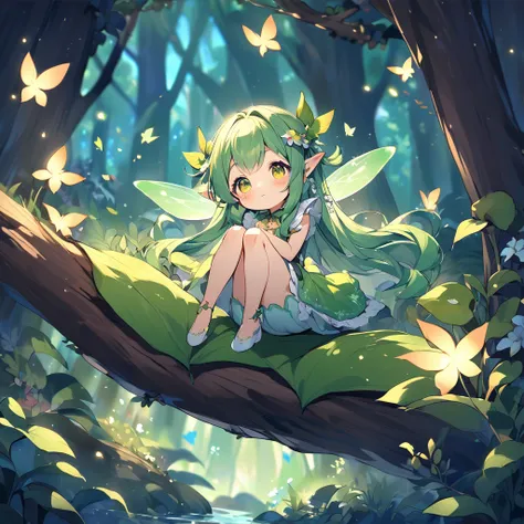 Little fairy in the magic forest.