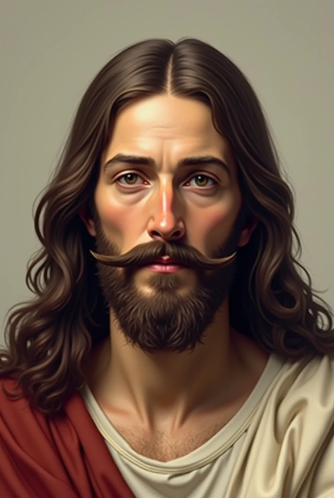 Jesus Christ with a thin Brazilian mustache

.