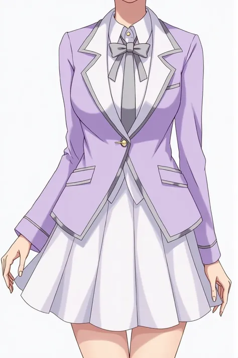  Make an anime uniform inspired by ouran high school host club
Let them be soft purple and white with silver details ,  that is a blazer dress with a short skirt that expands slightly . The upper part has a neckline in  "V"  with a silver silk tie tied in ...