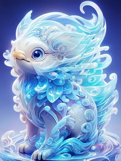 ice statue of a fish，Bling background，Dreamy colors，Transparent statue，transparent color, masterpiece，（best quality：1.3）， full bodyesbian，Ling_Long