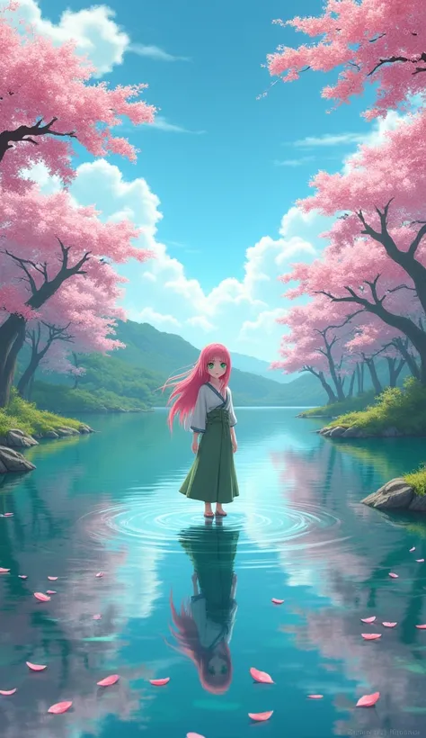 Sakura Haruno in the middle of a lake