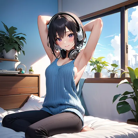 ((32K)), ((Best Quality)), (( ultra high resolution )), (( high resolution on down)), ((超 high resolution on down)), (( very detailed CG)), ((unity 32K wallpaper)), (masterpiece, Best Quality),( 1 girl)、 beautiful dark eyes 、Short black hair、smile、blush、Sm...