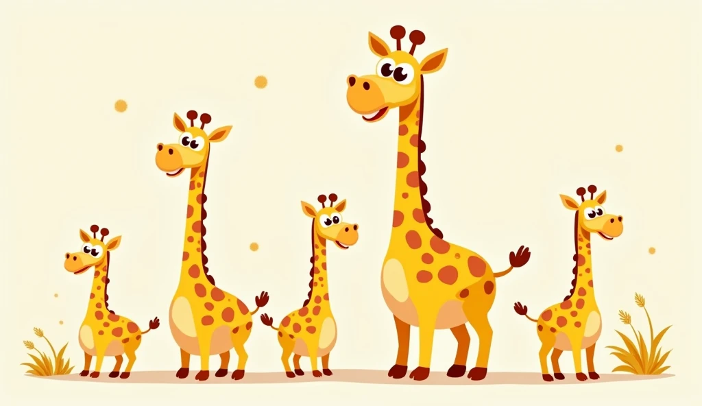 Giraffe cartoon figure standing in a row