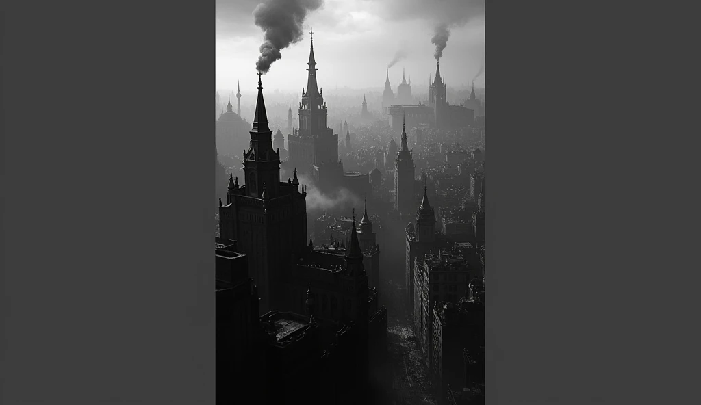 a black and white photo of a city with a lot of buildings, victorian city, an victorian city, black and white matte painting, victorian london, victorian steampunk city vista, dystopian slums, 1 9 th century london, victorian steampunk mega city, inspired ...