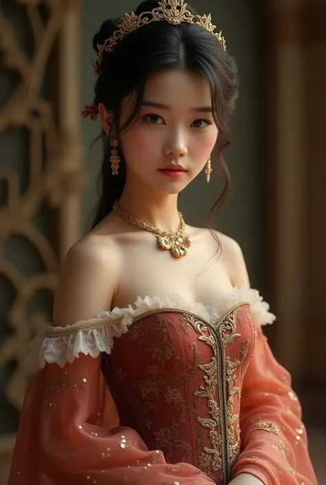 A young Asian girl in her 18-year-old girdles in medieval princess costumes